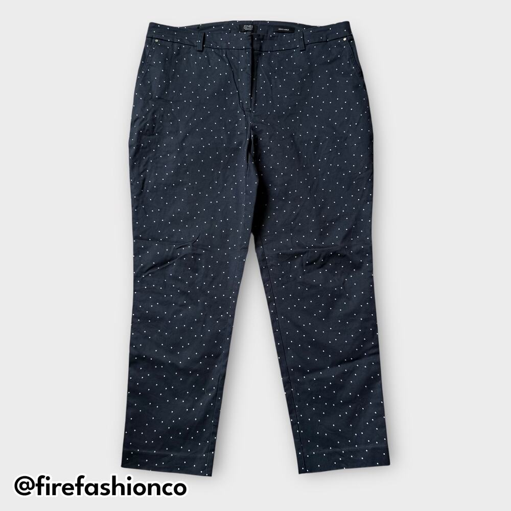 Jones New York Signature Grace Ankle Polka Dot Skinny Pants Blue Size 14
